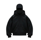 Stealth Tech black ski mask hoodie, full-zip balaclava shiesty hoodie built for stealth, warmth, and winter performance in work or skiing.