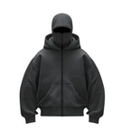 Dark grey Stealth Tech ski mask zip-up hoodie, stealth fleece balaclava hoodie perfect for winter construction, skiing, or streetwear